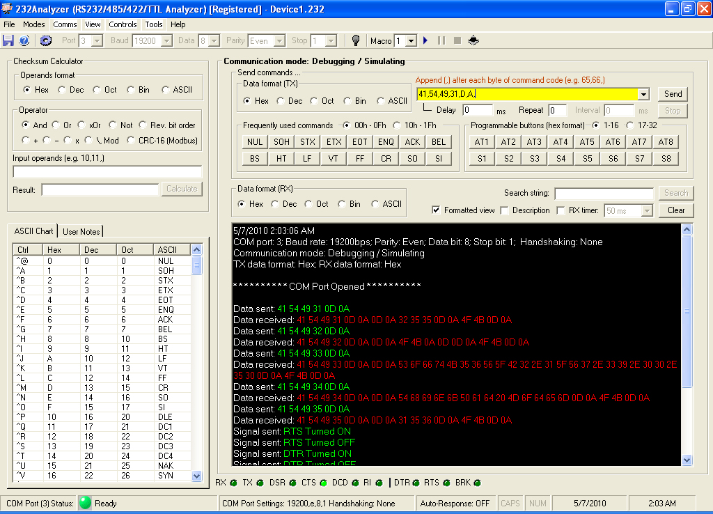 Serial port analyzer Serial port analyzer